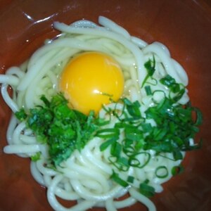 レンジで簡単！大葉が香る！釜玉うどん